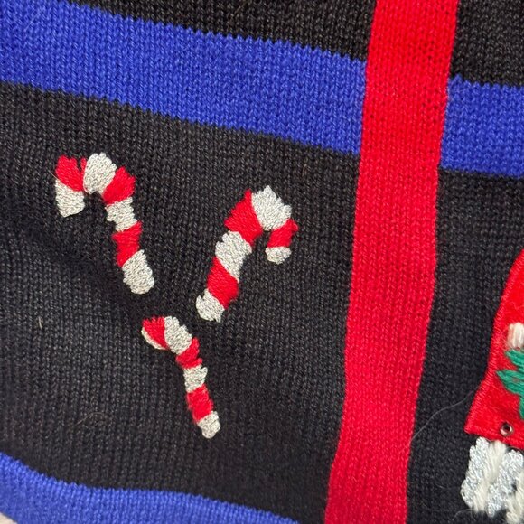 Paul Harris Cardigan Sweater XL Design Black Festive Patterns  Xmas Themed - Picture 8 of 14